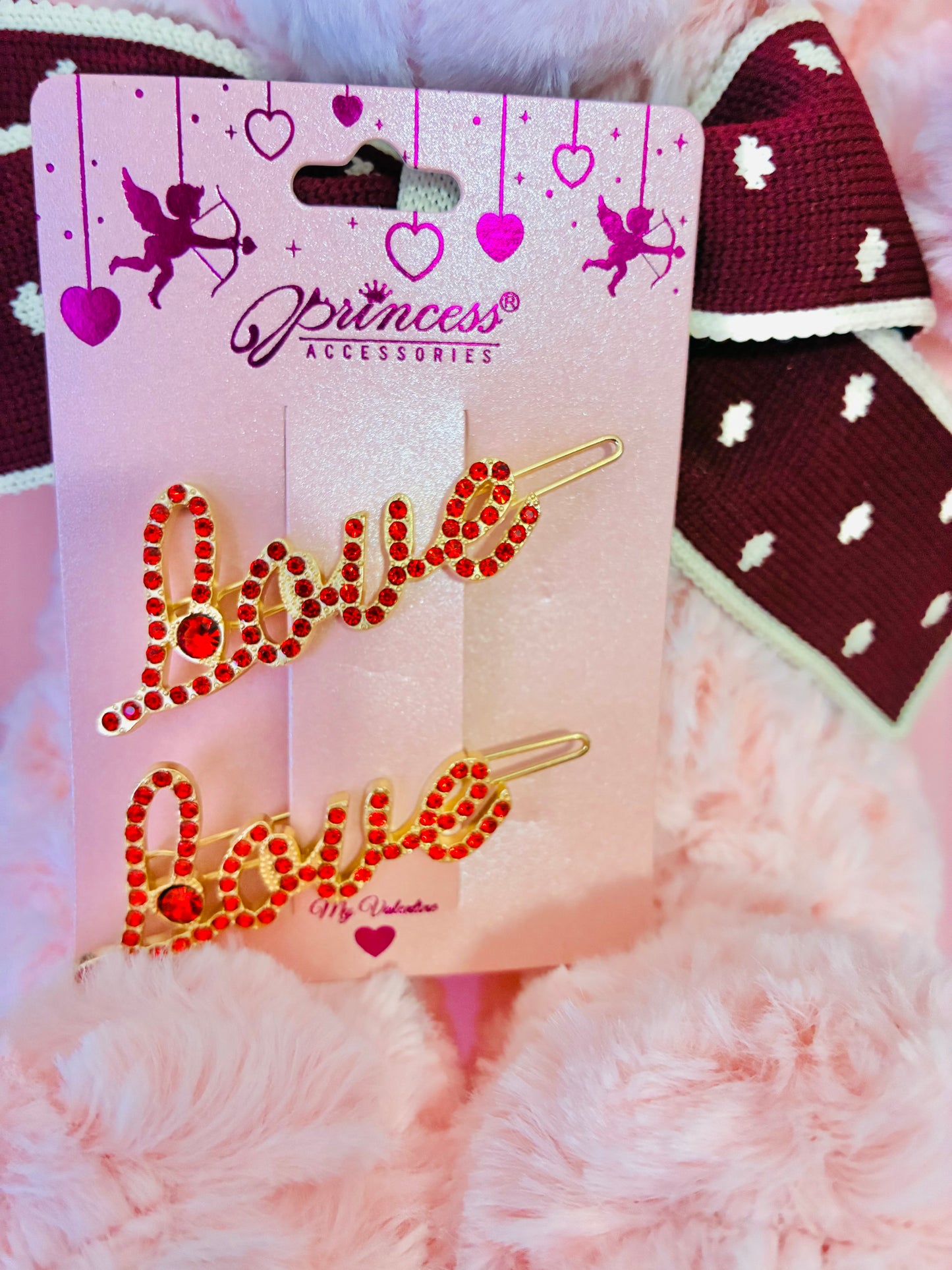 Sparkling “LOVE” Rhinestone Hair Clip Set – Valentine Edition
