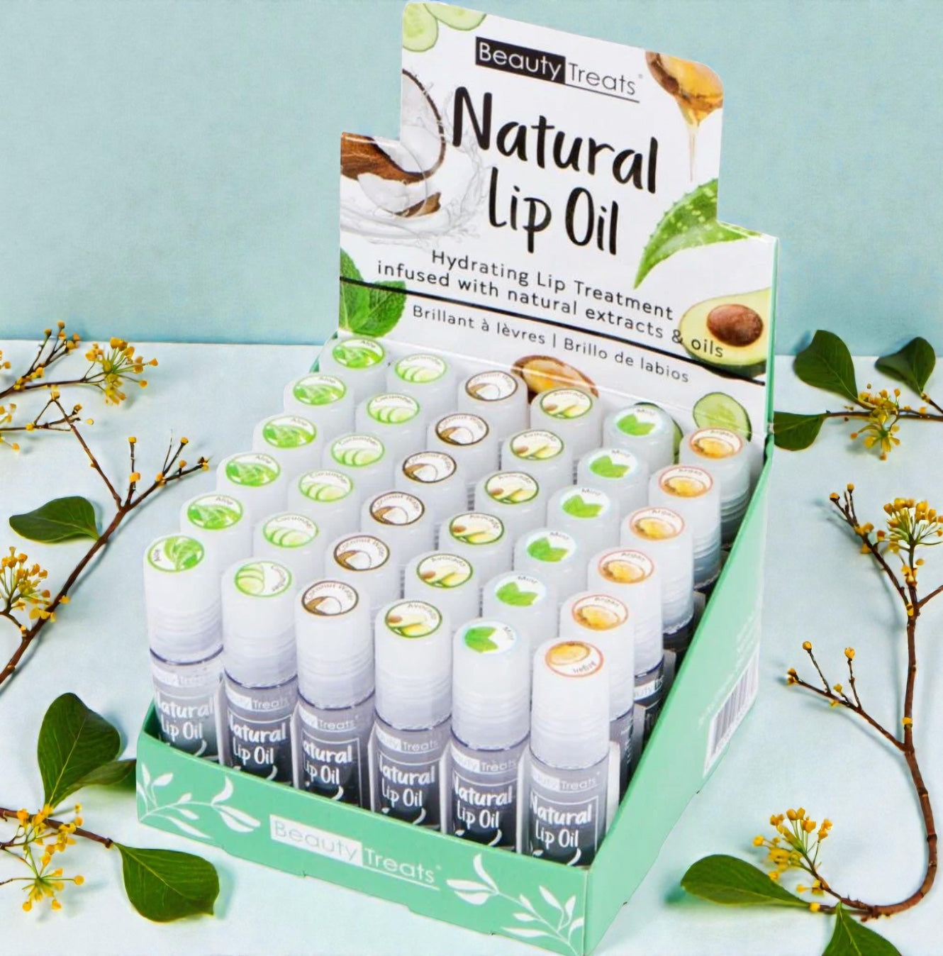 Natural Lip Oil Roll-On ๐ง | Hydrating Gloss Treatment | Aloe, Coconut, Mint, Avocado & More