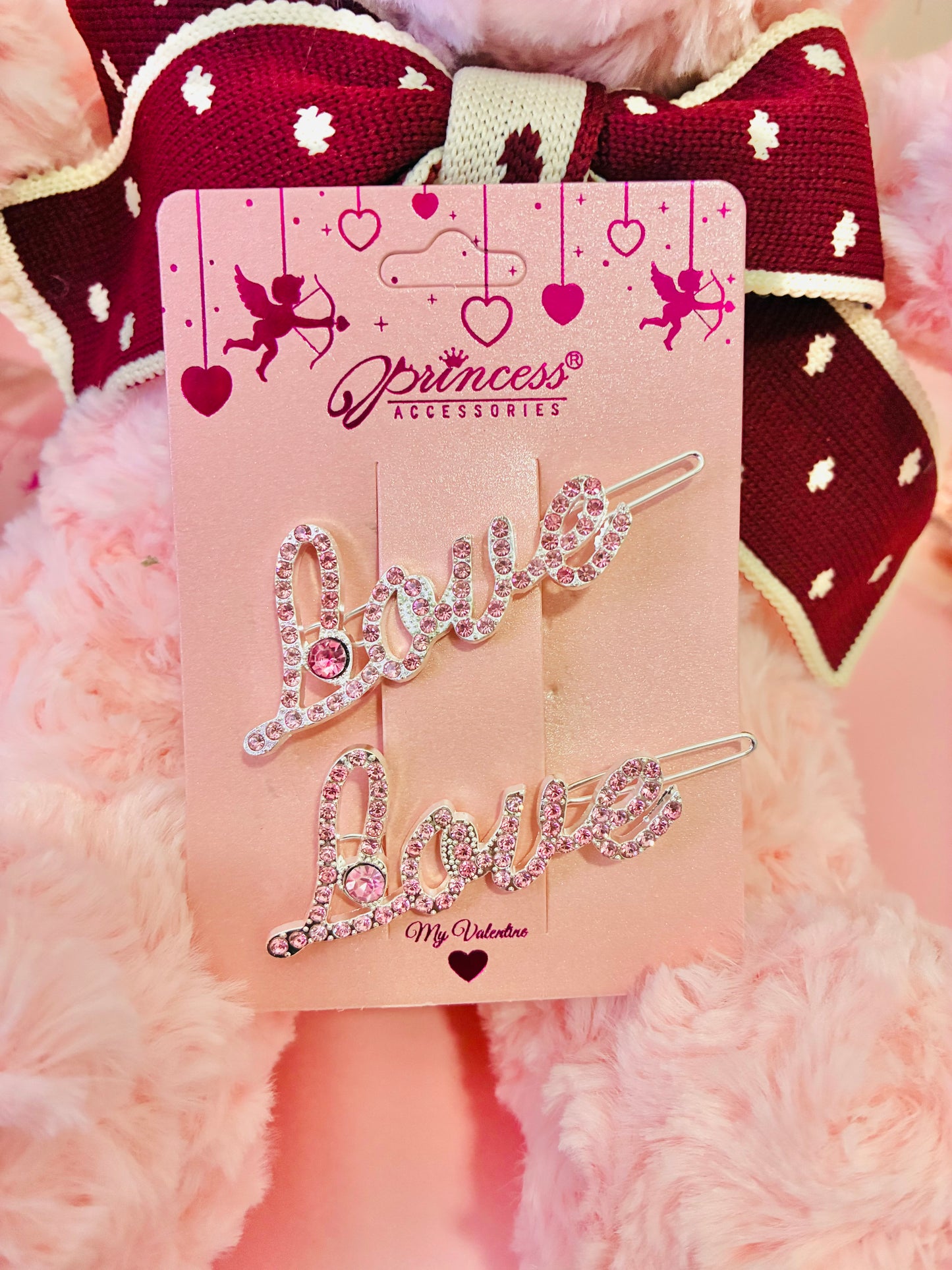 Sparkling “LOVE” Rhinestone Hair Clip Set – Valentine Edition